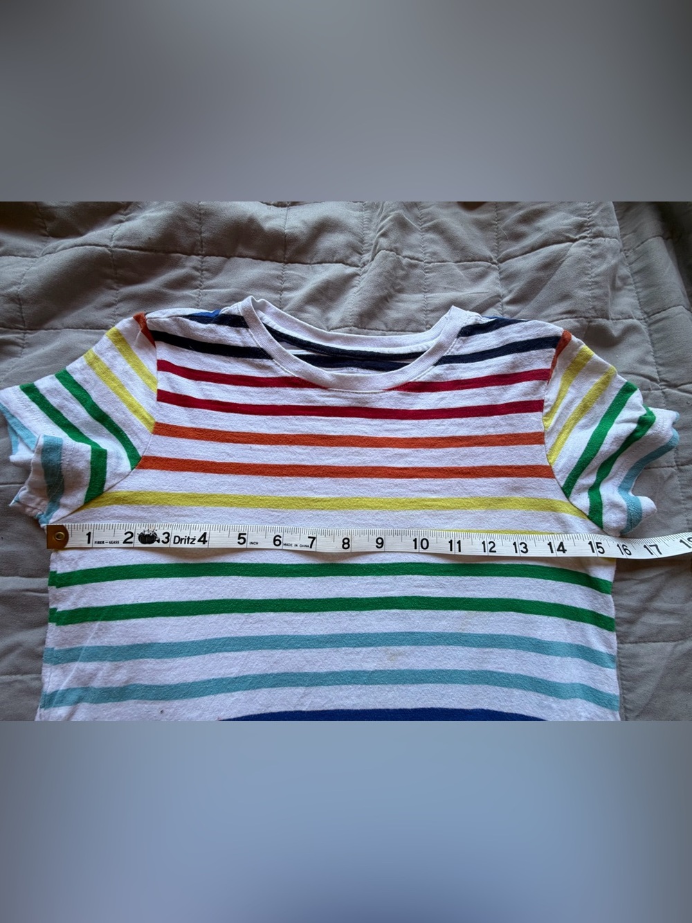 FLAWED DISCOUNT Primary Rainbow Stripe T-Shirt Dress Kid's Size 7-8 Jersey Girl - Picture 9 of 9